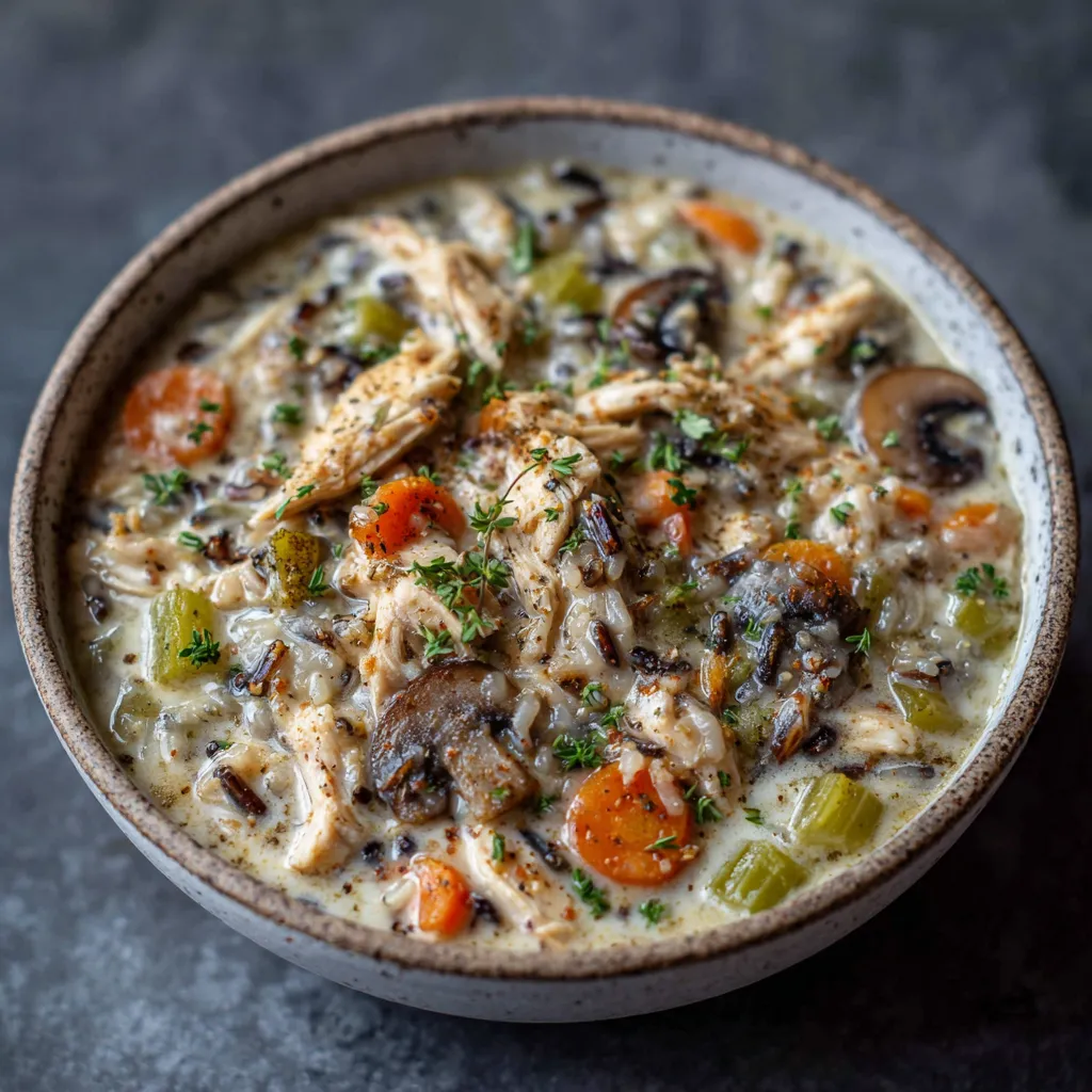 Mushroom Chicken and Wild Rice Soup