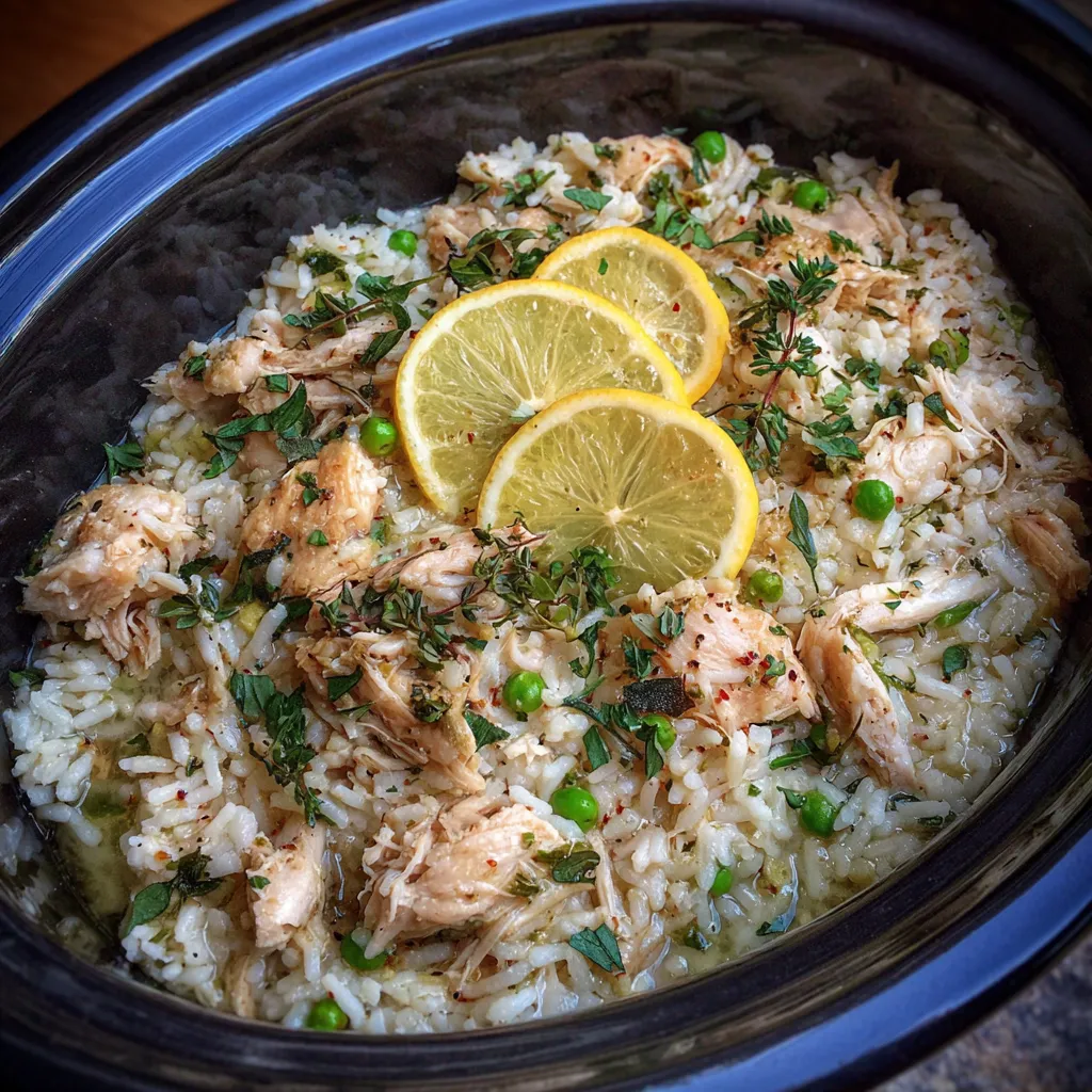 Slow Cooker Lemon Herb Chicken and Rice