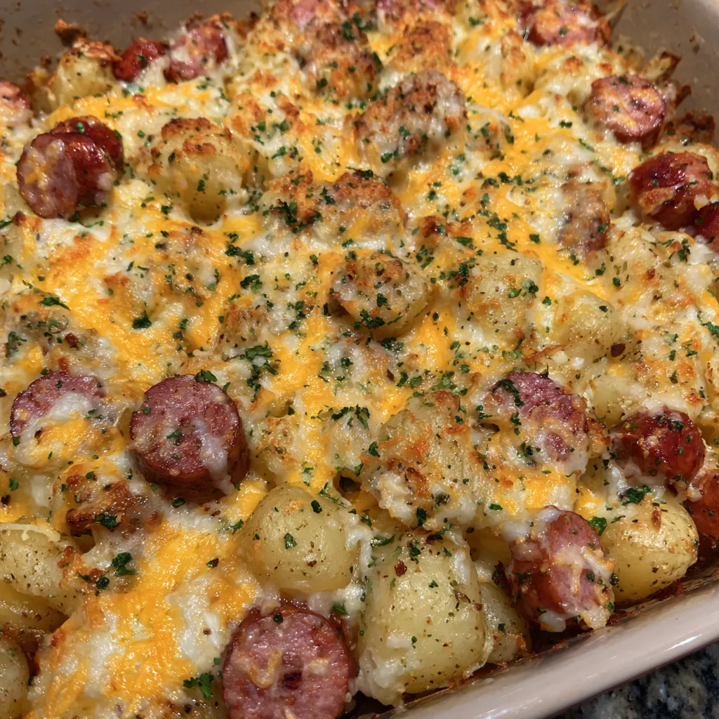 Cheesy Ranch Potatoes and Smoked Sausage