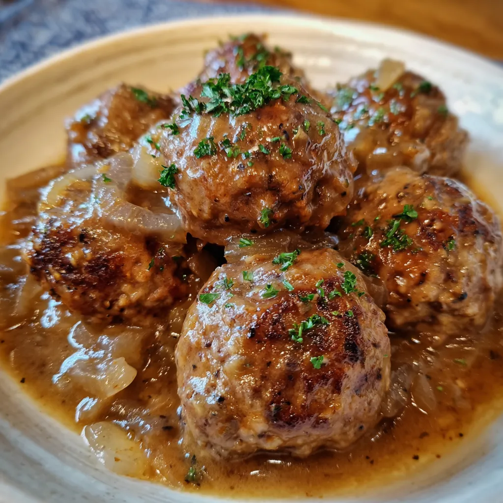 Crockpot French Onion Meatballs