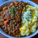 Hearty Lentil Stew and Creamy Mashed Potato Bowl