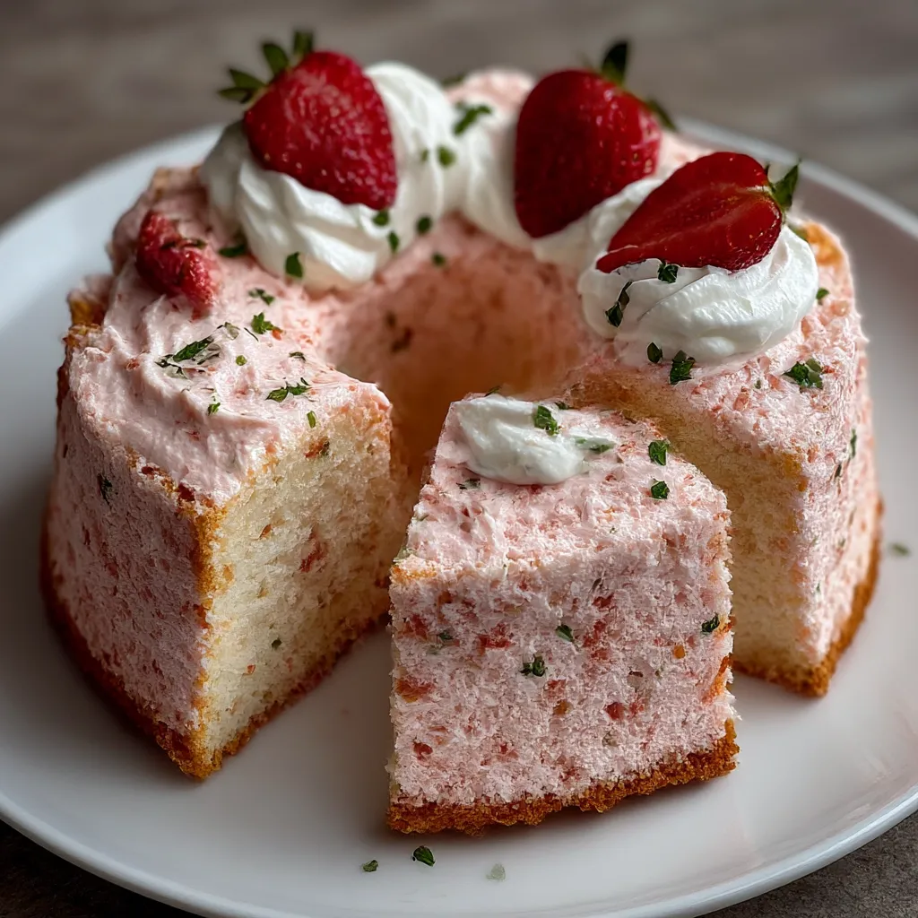 Fluffy Pink Angel Food Cake