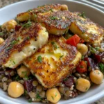 Halloumi with Lemony Lentils