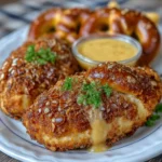 Pretzel Chicken with Mustard-Cheddar Sauce