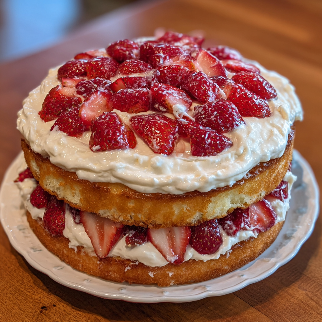 Moist Strawberry Shortcake Cake