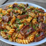 Sticky Honey Garlic Smoked Beef Pasta Skillet
