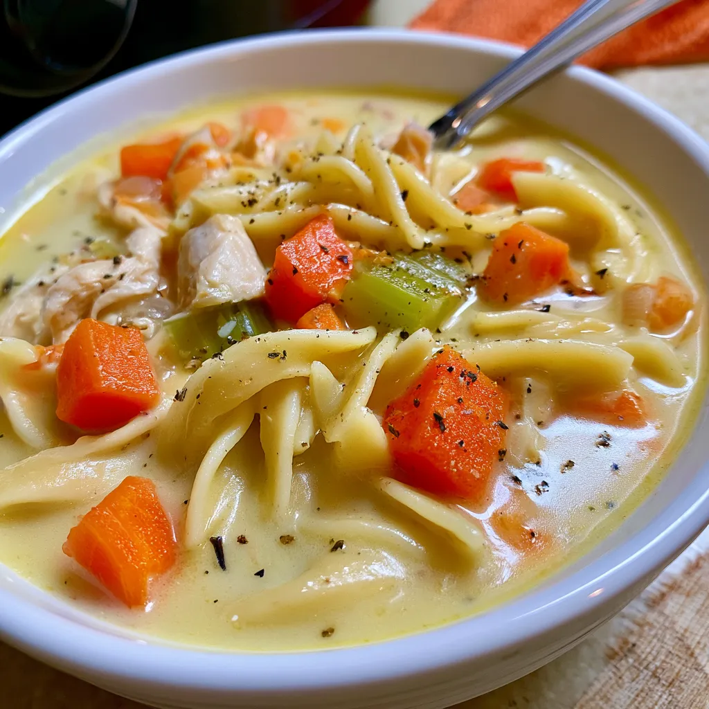 creamy chicken noodle soup crockpot