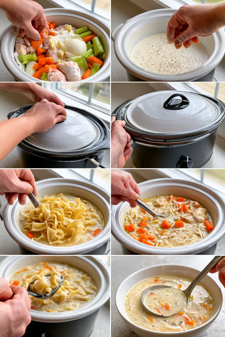 creamy chicken noodle soup crockpot