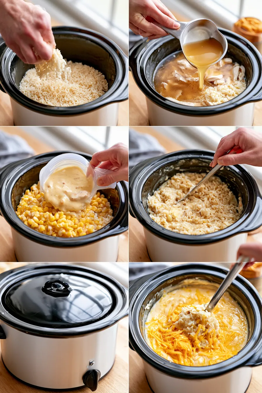 slow cooker cheesy chicken and rice