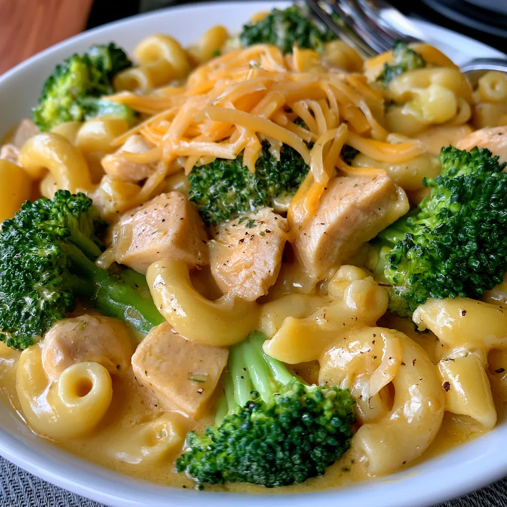 creamy crockpot chicken broccoli mac and cheese
