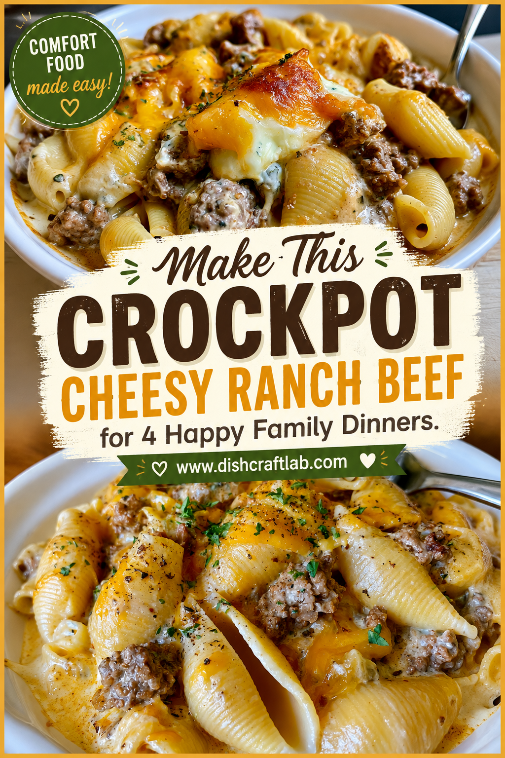 crockpot cheesy ranch beef pasta shells