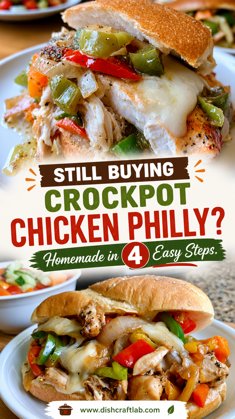 crockpot chicken philly cheesesteak
