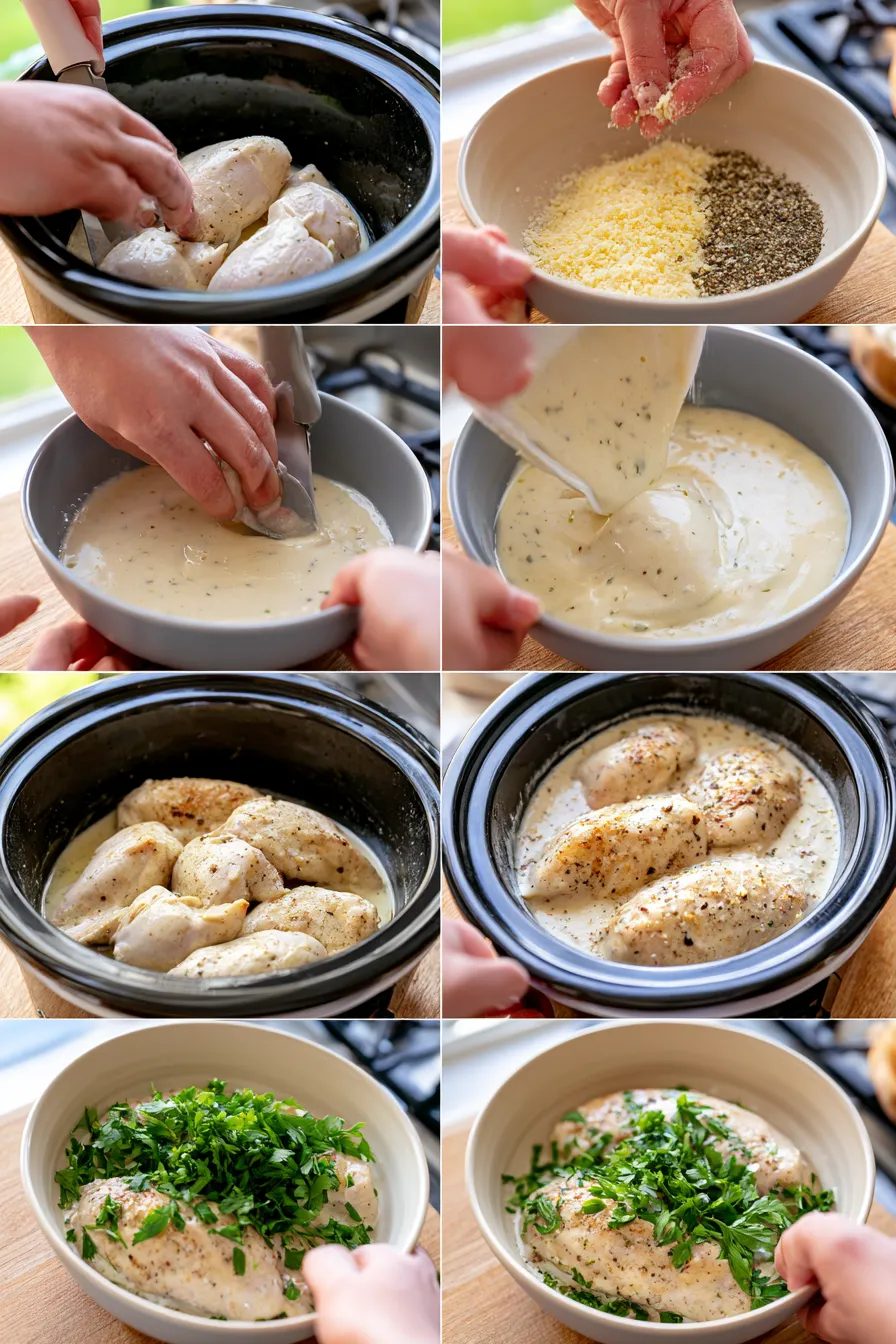 crockpot creamy garlic parmesan chicken
