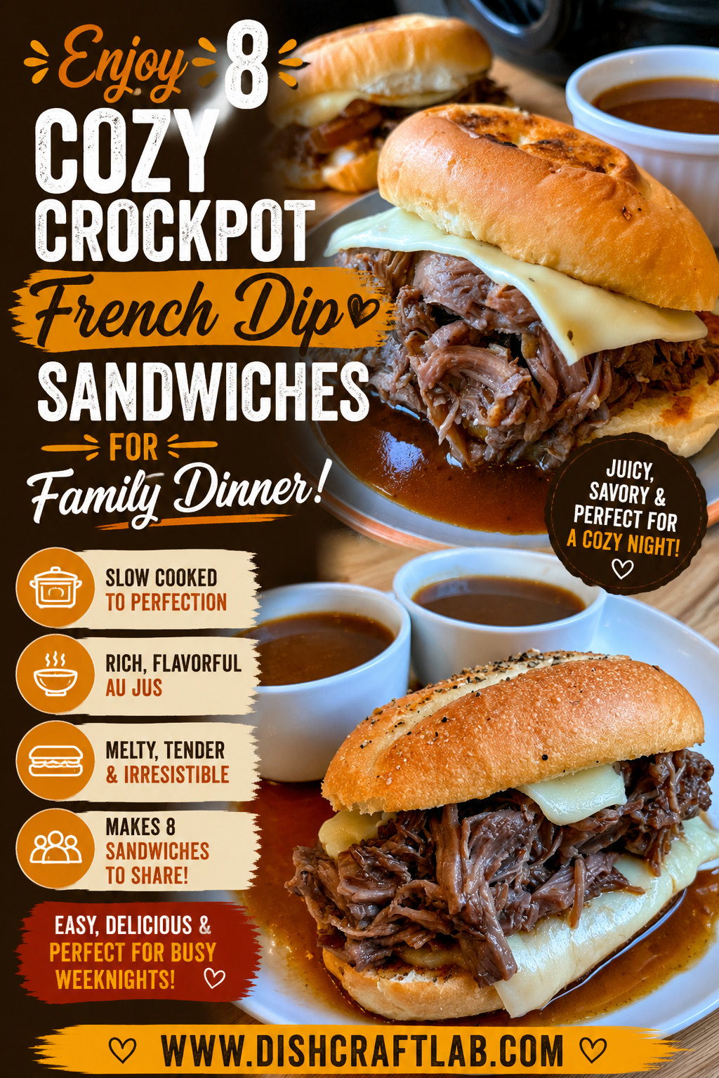 crockpot french dip sandwiches