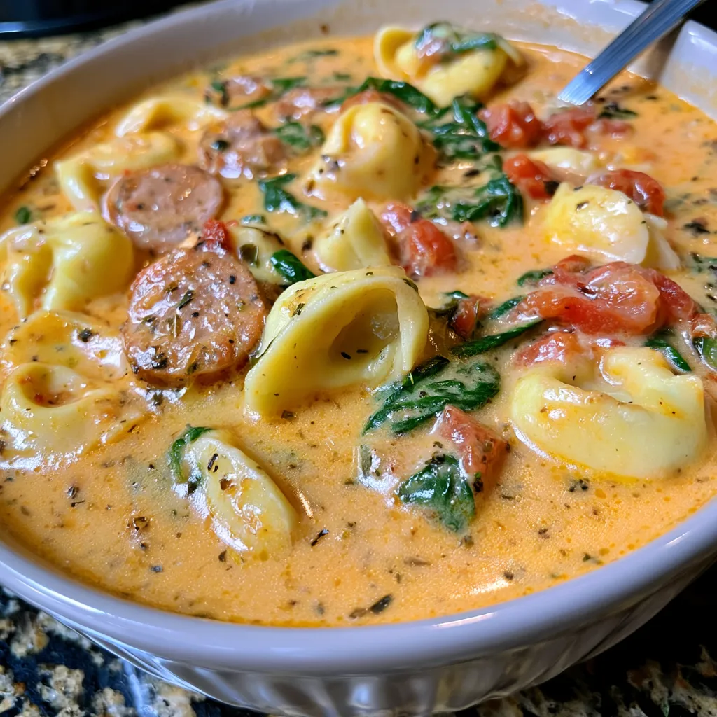 crockpot tortellini soup with sausage