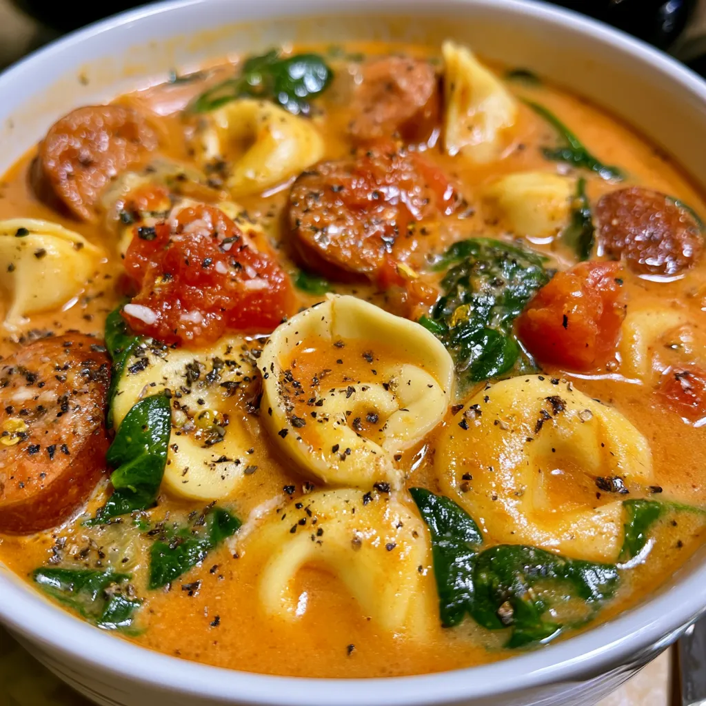 crockpot tortellini soup with sausage