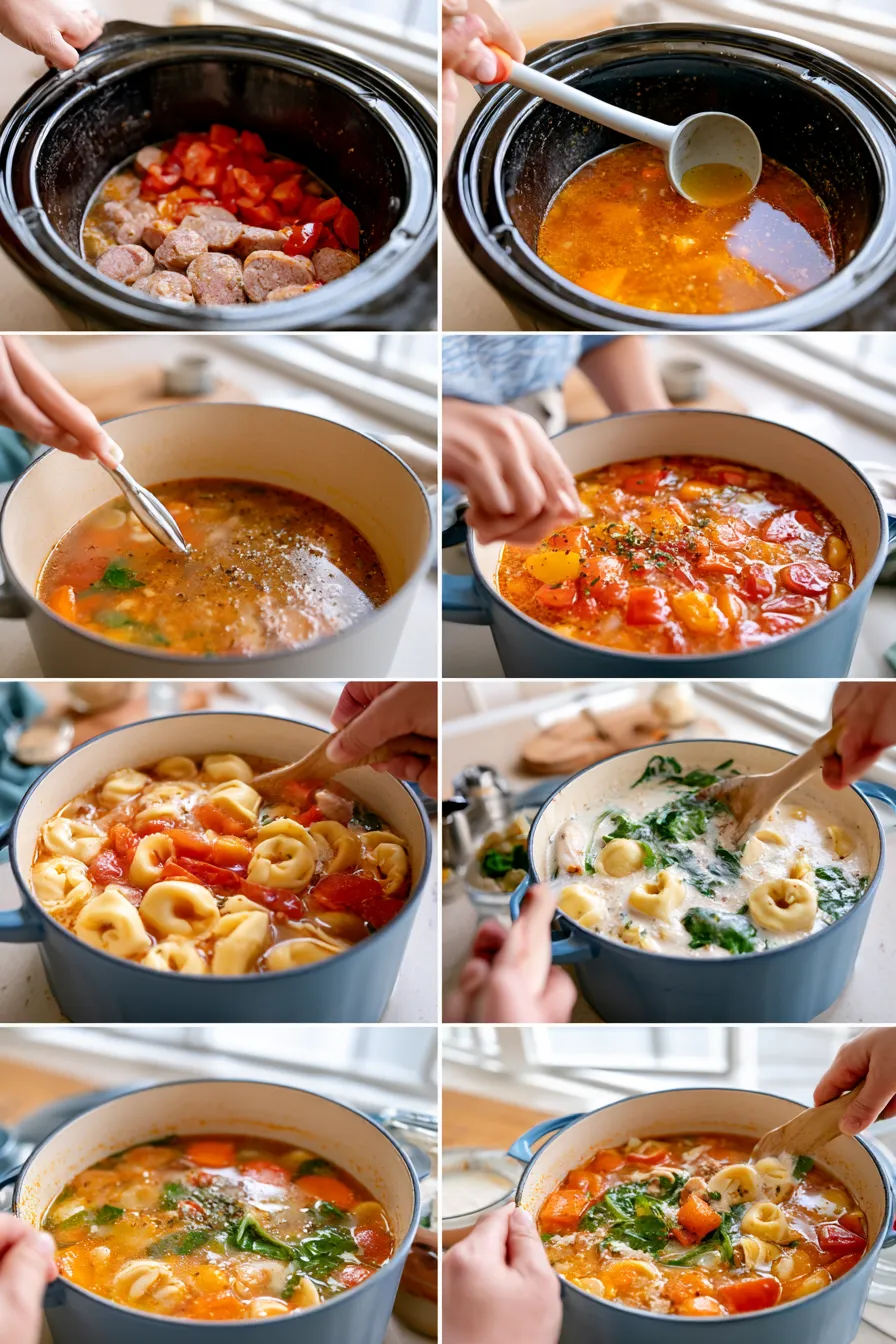crockpot tortellini soup with sausage