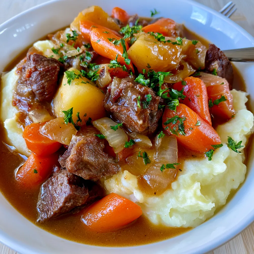 irish stew with mashed potatoes