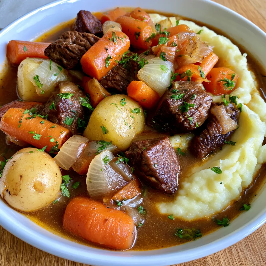 irish stew with mashed potatoes