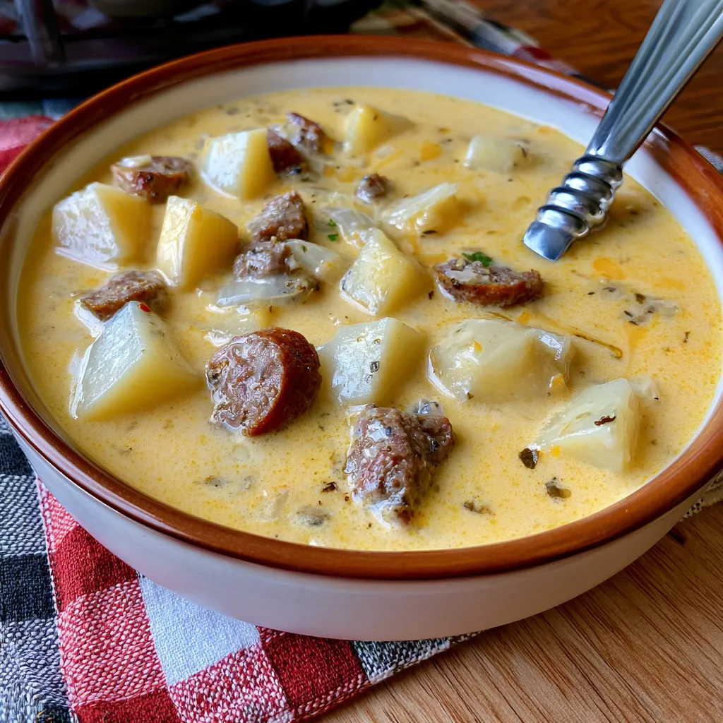 sausage and potato beer cheese soup