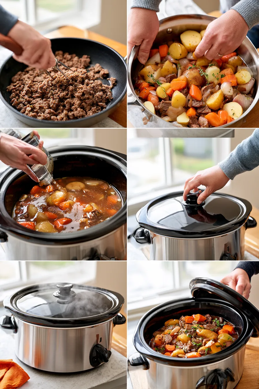 simple slow cooker stew with ground beef