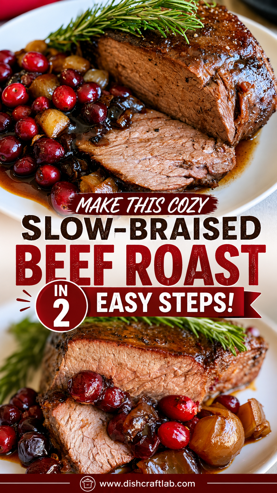 slow-braised beef roast with cranberry balsamic glaze