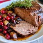 slow-braised beef roast with cranberry balsamic glaze