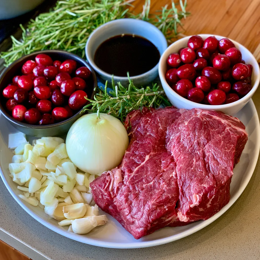 slow-braised beef roast with cranberry balsamic glaze