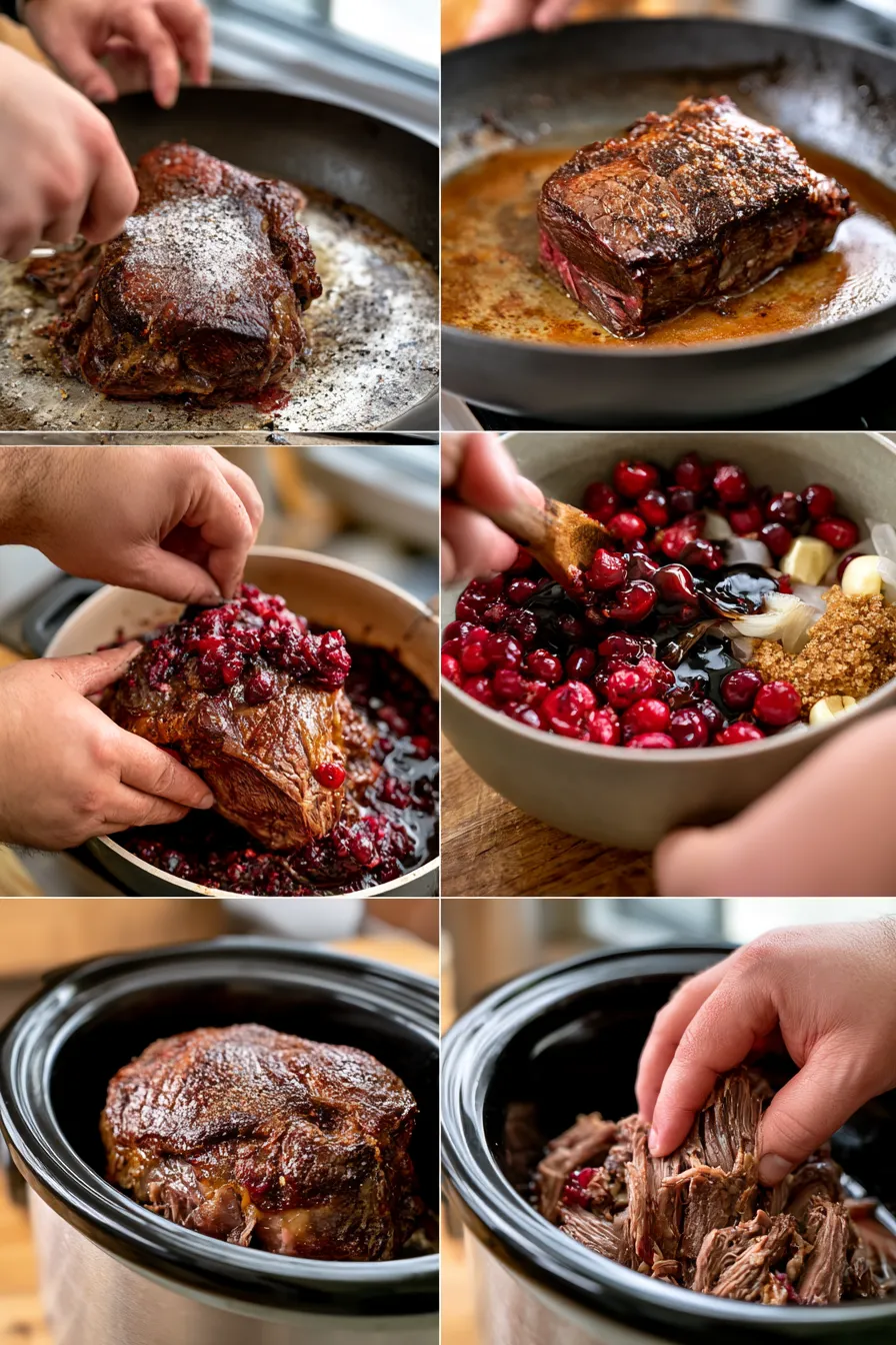 slow-braised beef roast with cranberry balsamic glaze
