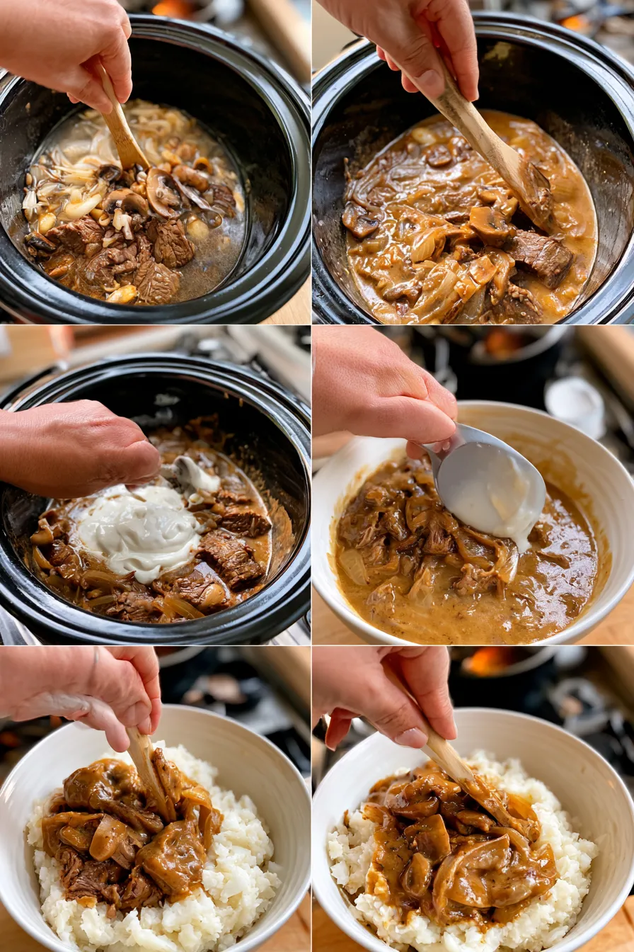 slow cooker beef stroganoff