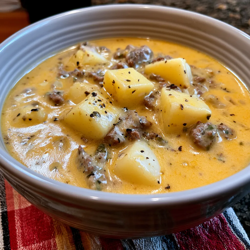 slow cooker cheeseburger soup