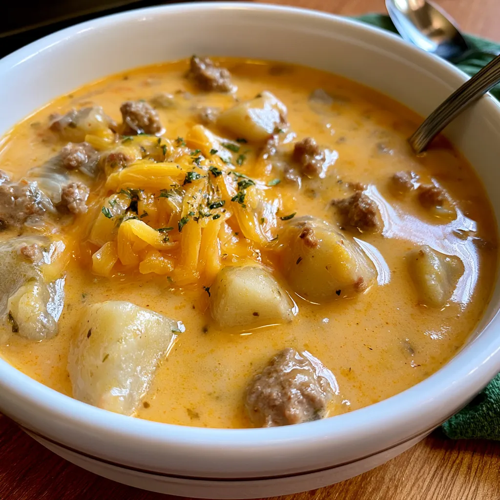slow cooker cheeseburger soup