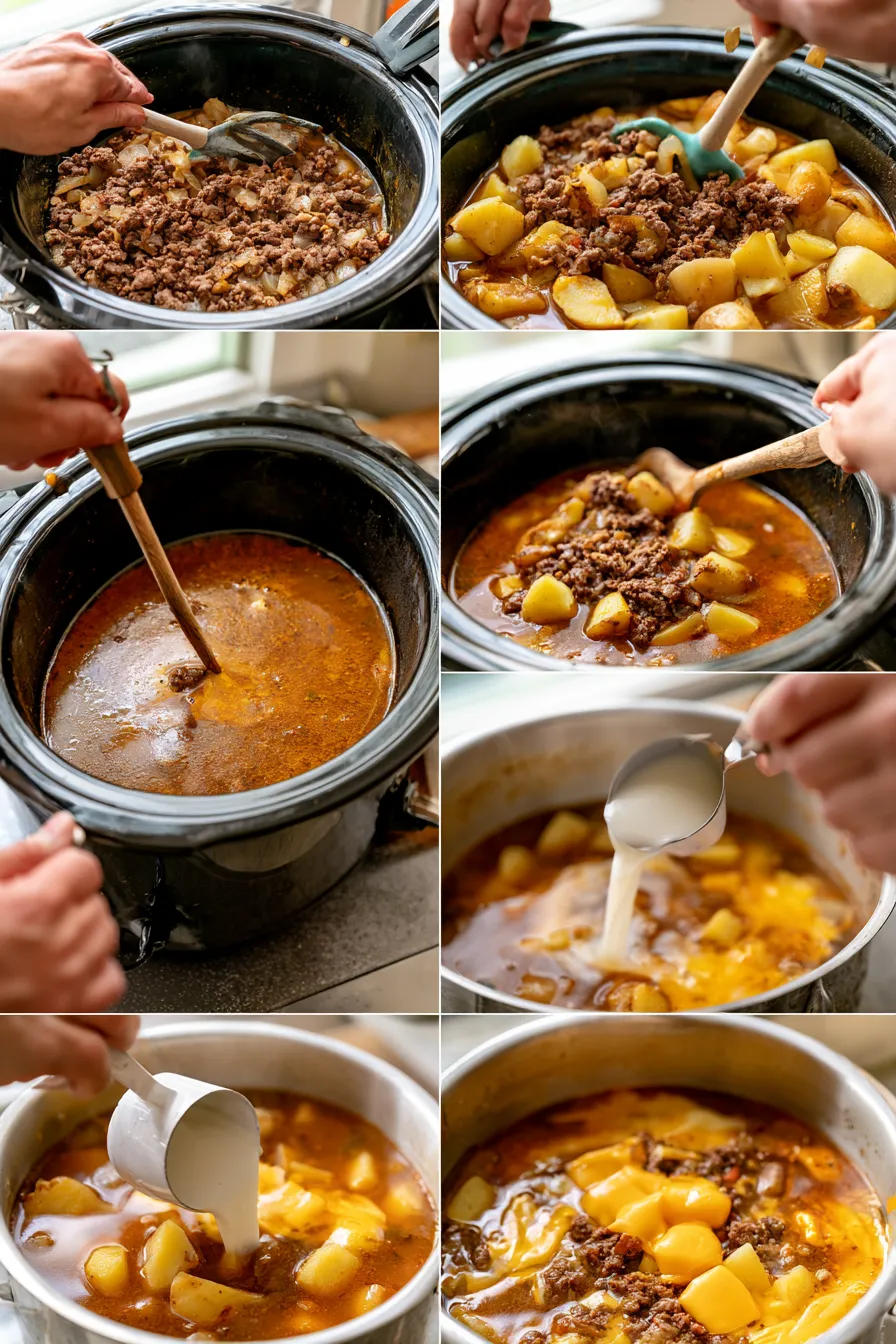 slow cooker cheeseburger soup