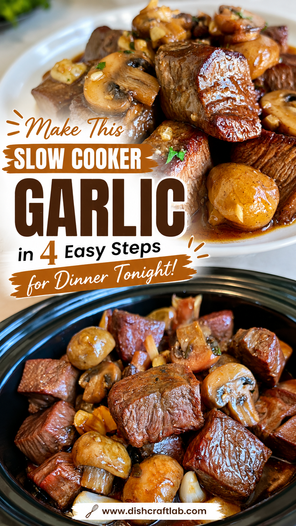 slow cooker garlic butter steak bites
