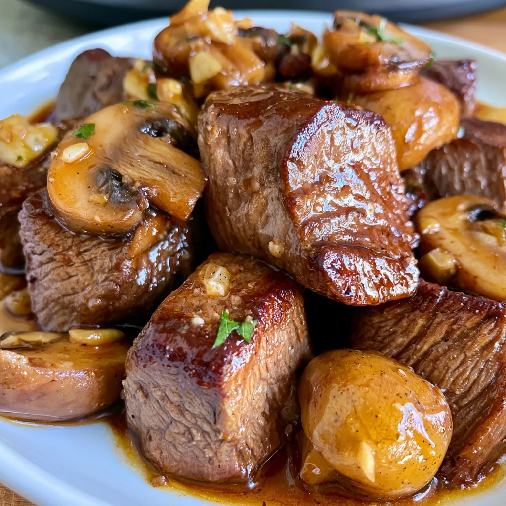 slow cooker garlic butter steak bites