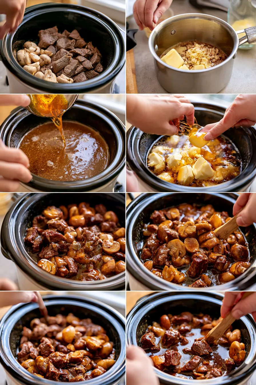 slow cooker garlic butter steak bites