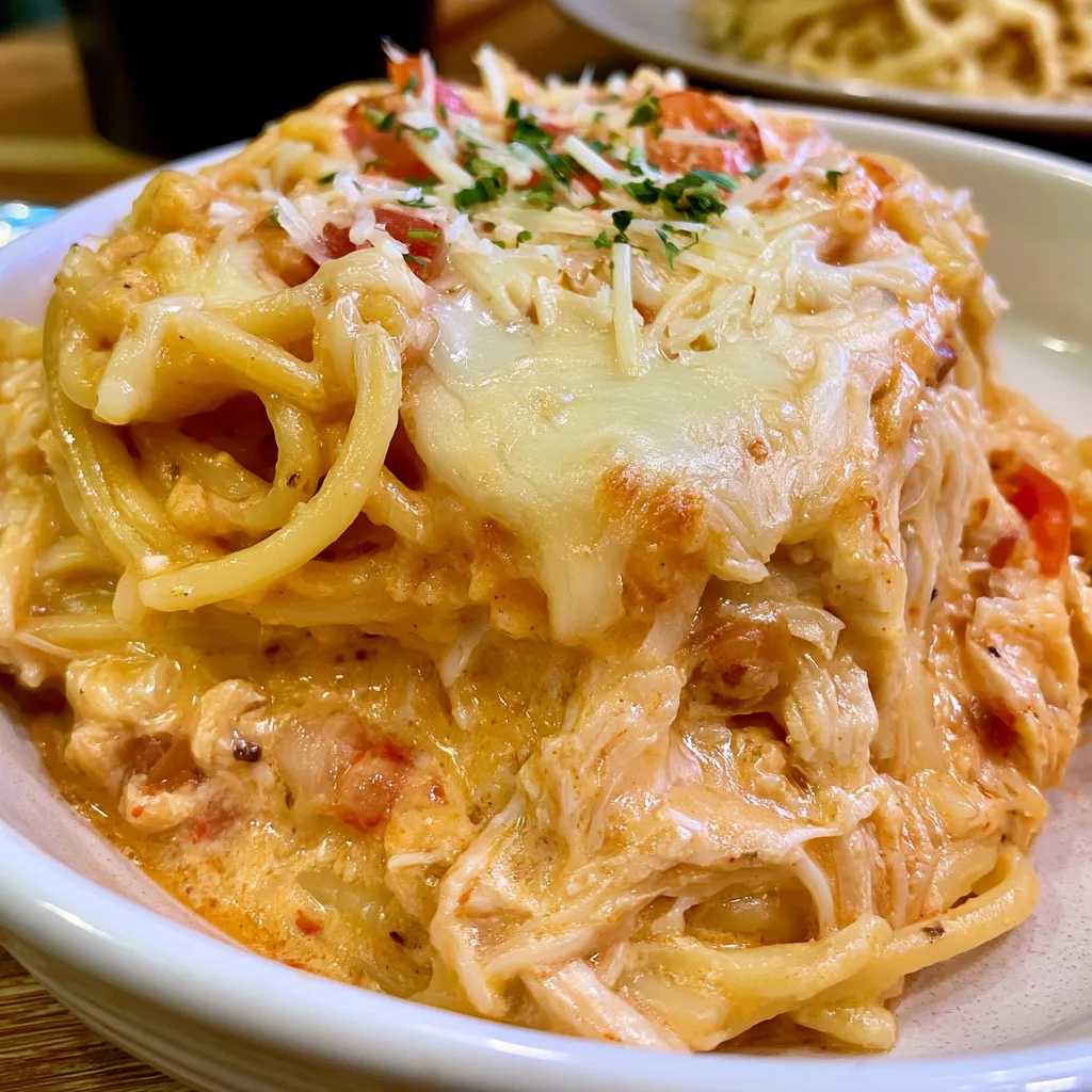 ultimate crock pot chicken spaghetti