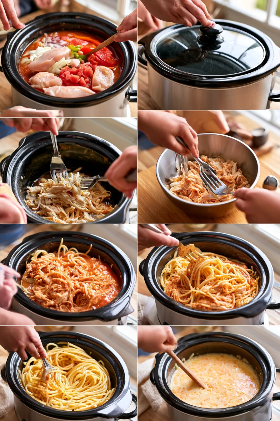 ultimate crock pot chicken spaghetti